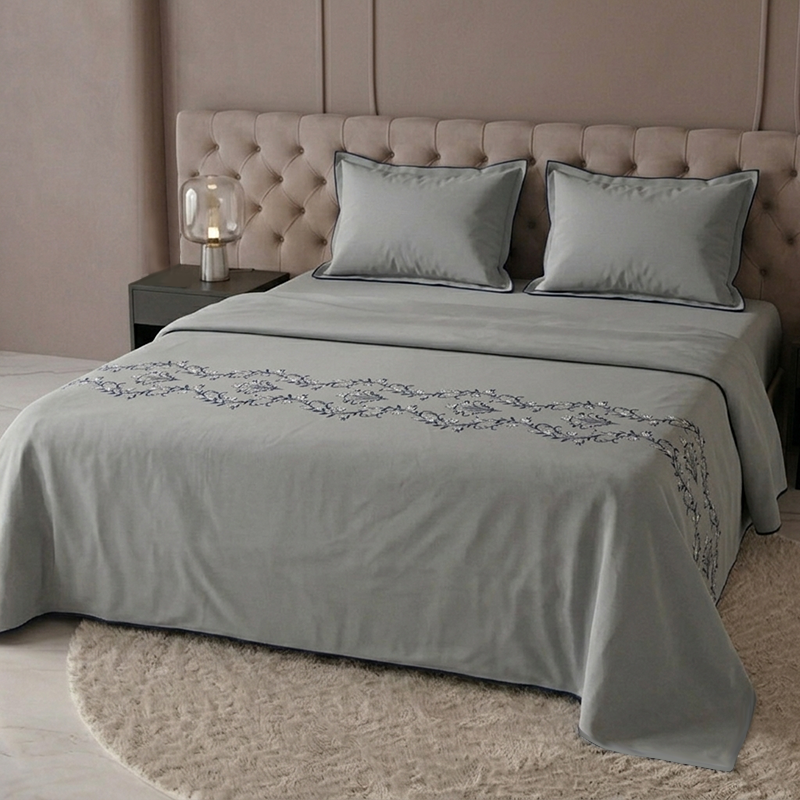 Bedsheet and Embroidered Pillow